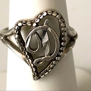 D sterling silver ring